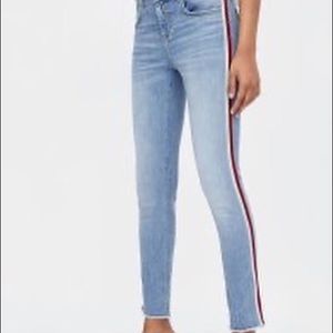 Zara red and silver strip jeans